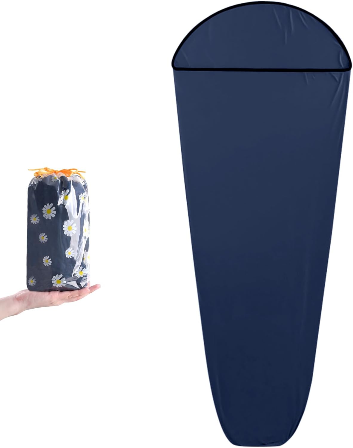 51DdbH9taHL._AC_SL1500_.jpg Insulated Sleeping Bag Liner, Mummy Sleeping Bag Liner Adult Sleep Sack Travel Sheets Camping Sheet Single Size 78.74" x 31.5" for Hotels Hostels Backpacking Hiking - Image 1