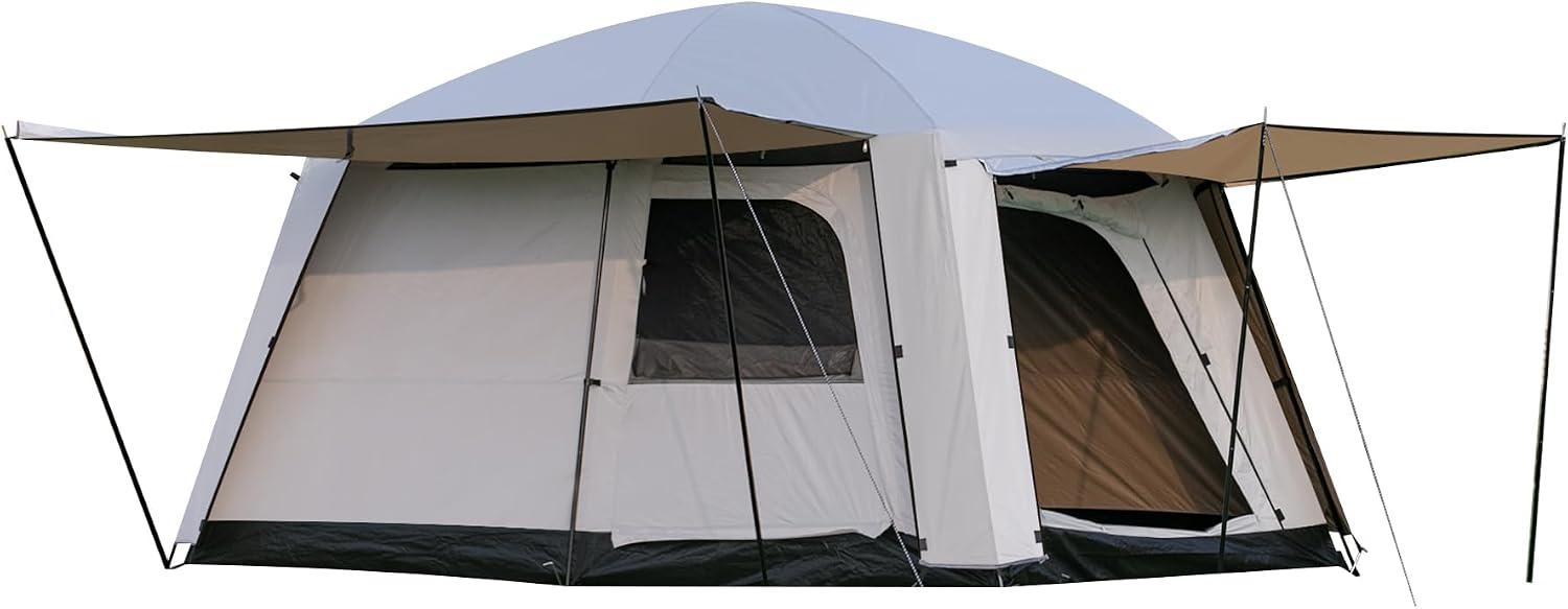614BCQFf1CL._AC_SL1500_.jpg 4-6 Person Camping Tent, Large Family Cabin Tents with Porch & Rainfly, Double Layer Waterproof Glamping Tent with 2 Rooms 2 Doors, Portable Big Tents for Outdoor Camping Hiking Party - Image 1