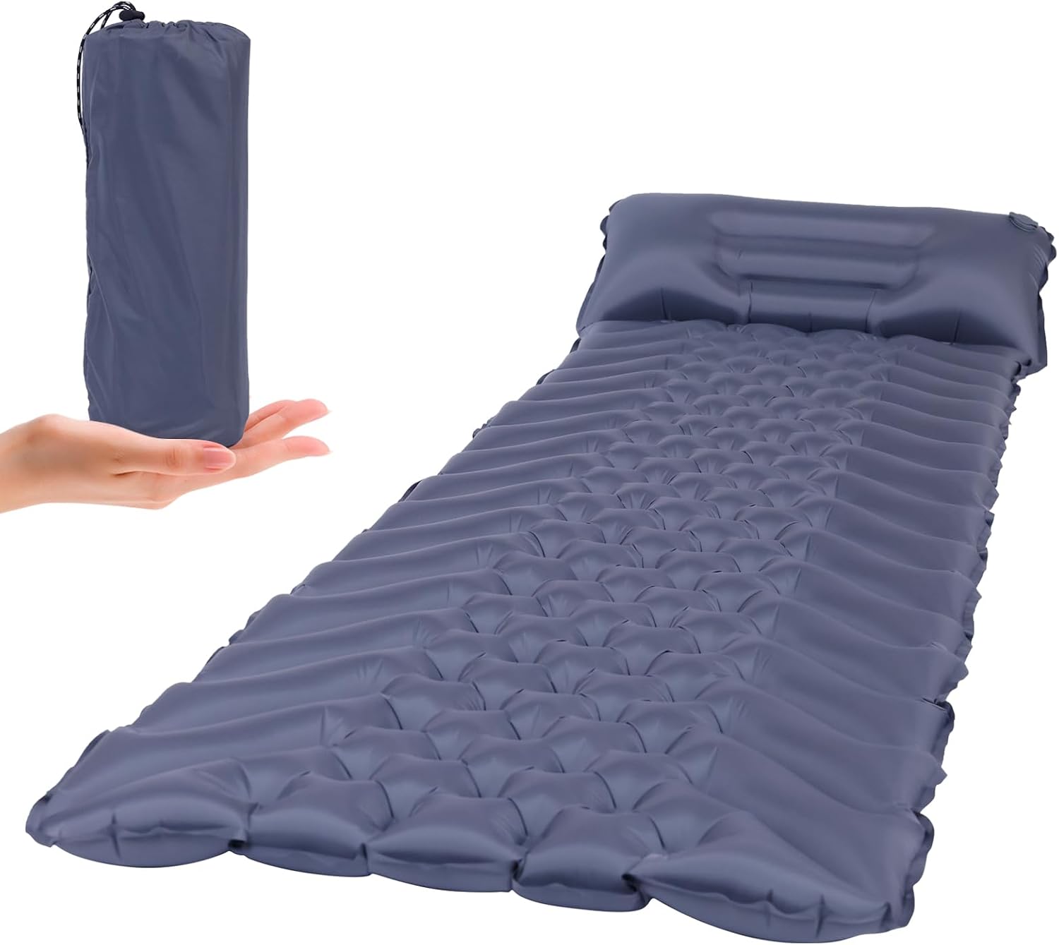61KOa3qaejL._AC_SL1500_.jpg Camping Sleeping Pad, Ultralight Inflatable Camping Mat with Built-in Pillow Sleeping Pads for Camping Backpacking Hiking Traveling Tent, Compact & Lightweight Air Mattress - Image 1