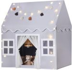 Kids Play Tent Indoor: Mat, Tassel Garland, Star Lights - Gray Girl Tent Playhouse for Toddlers Kids Toys for Boy Girl Birthday Gift