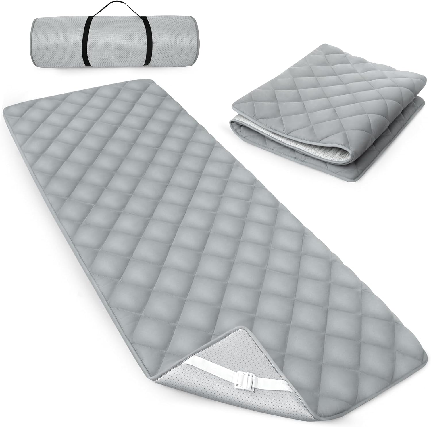 61asN4FeECL._AC_SL1500_.jpg Cot Mattress Topper Pad Quilted, Foam Camping Cot Mattress Pad Non-Slip Super Soft Comfortable 75"x30", Cool Sleeping Cot Mattress Pad for Camp Cot/Rv Bunk/Narrow Twin Beds - Image 1