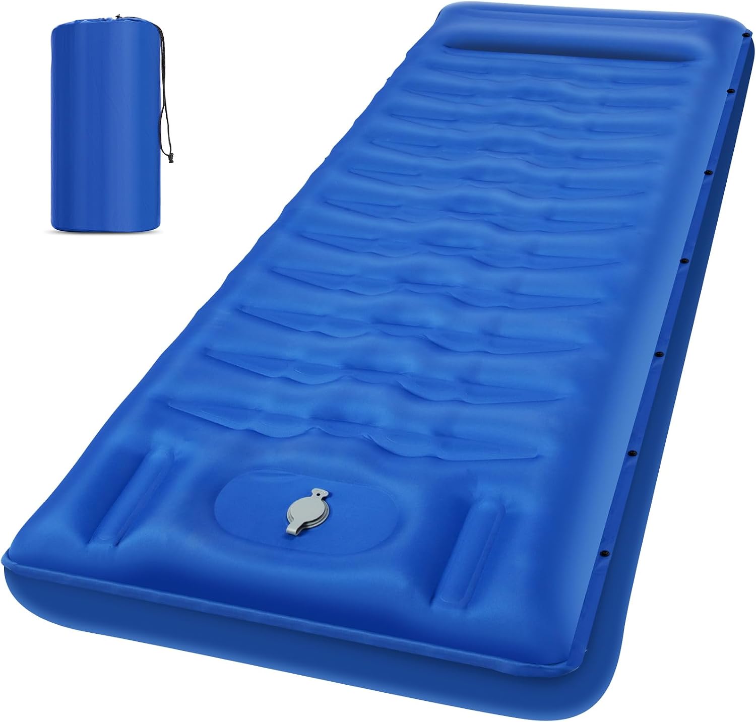 61tMabaQjL._AC_SL1500_.jpg Sleeping Pad, Ultralight Thicken Inflatable Sleeping Pad for Camping, Built-in Pump, Great for Camping, Hiking, Carry Bag, Repair Kit, Compact & Lightweight Air Mattress(Blue) - Image 1