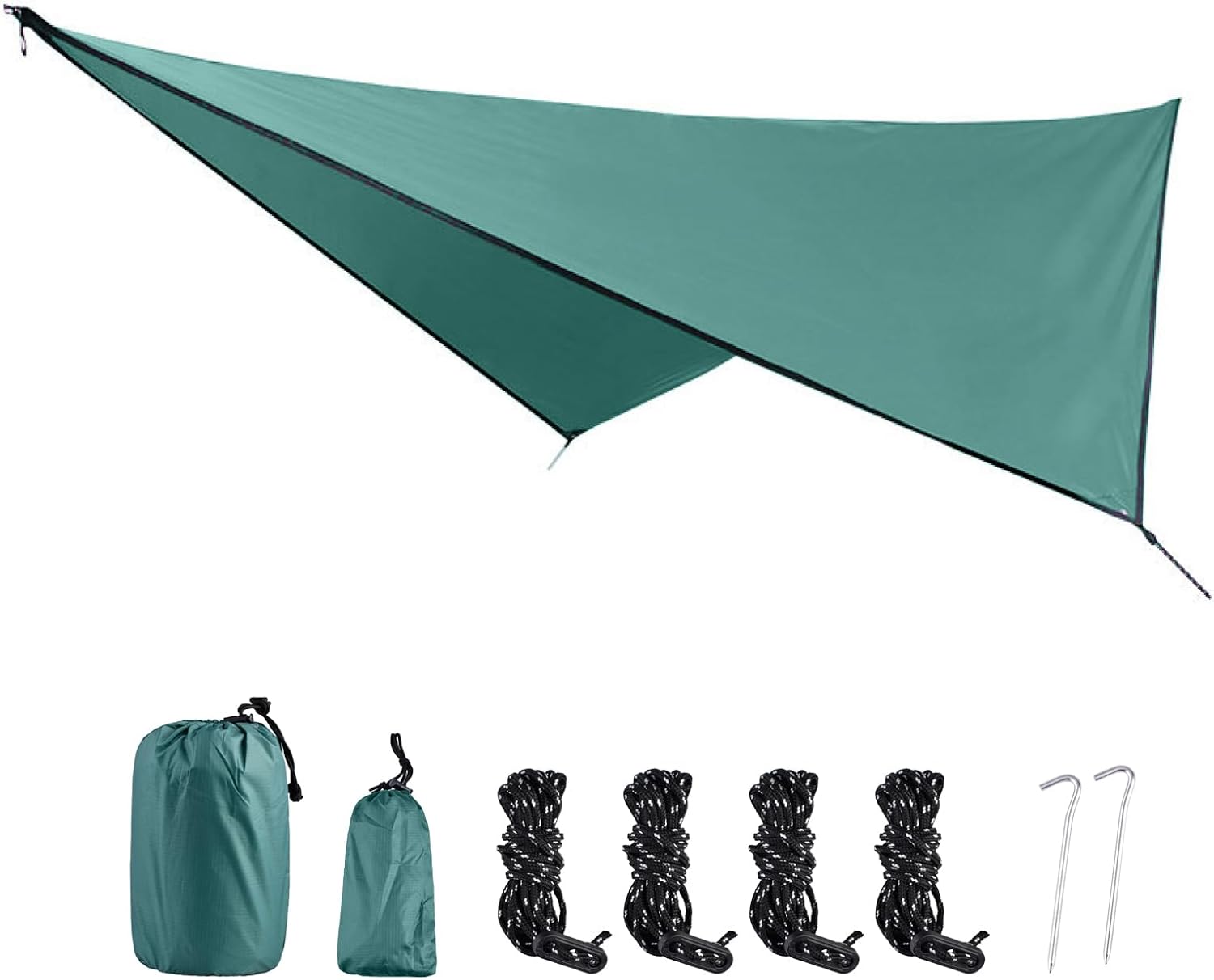 61wnzEQ0GxL._AC_SL1500_.jpg Camping Tarp Cover Waterproof Rain Fly Tent Ground Cloth Footprint Hammock Shelter for Outdoor Hiking Picnic Beach (Dark Green+Accessories) - Image 1