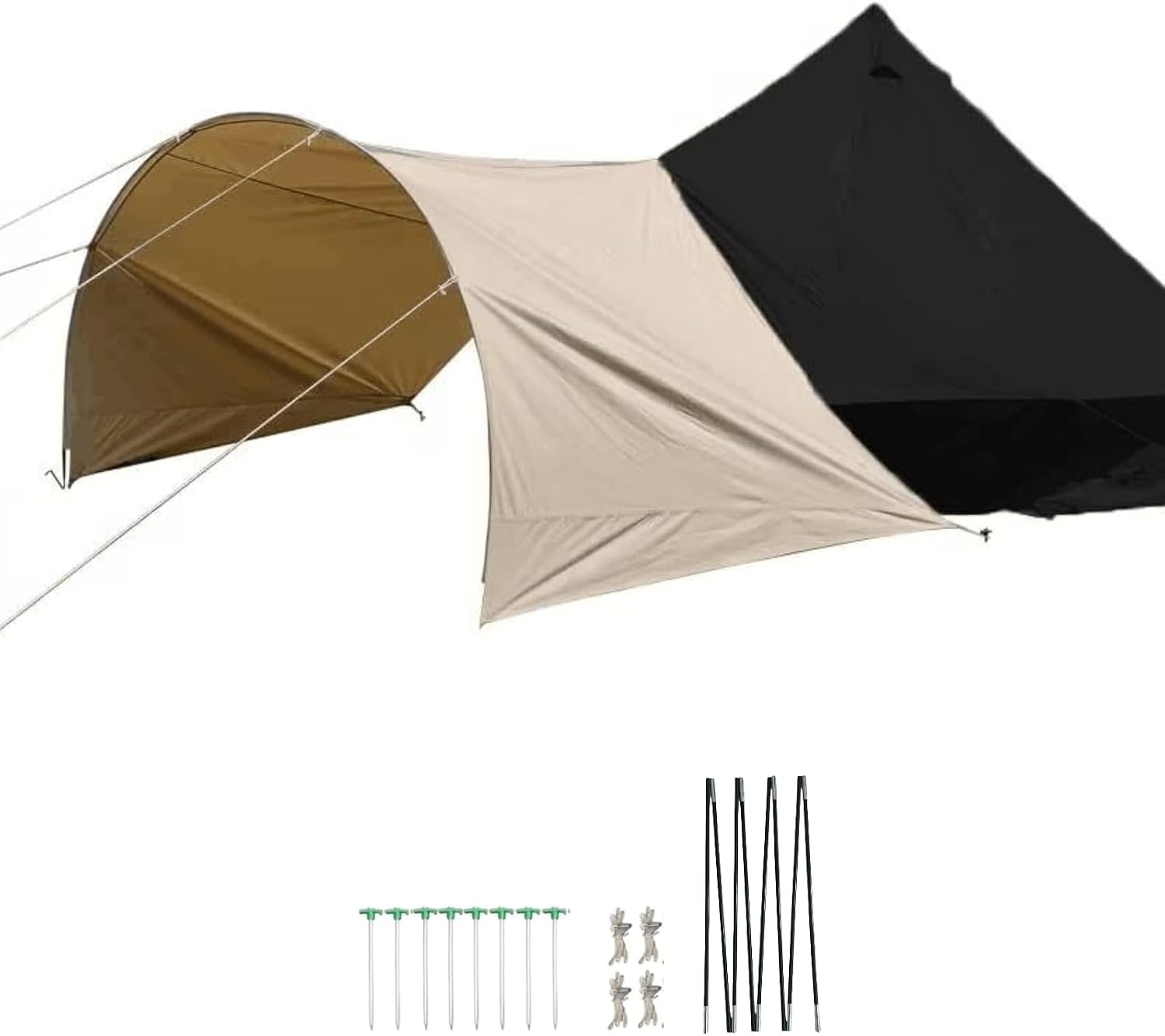 61yXj5H7fkL._AC_SL1500_.jpg Bell Tent Porch Awning, Waterproof Camping Cotton Canvas Tent Shelter for 9.8ft-20ft Yurt, with PU 3000mm Rain/Sun Protection Glamping Accessory - Image 1