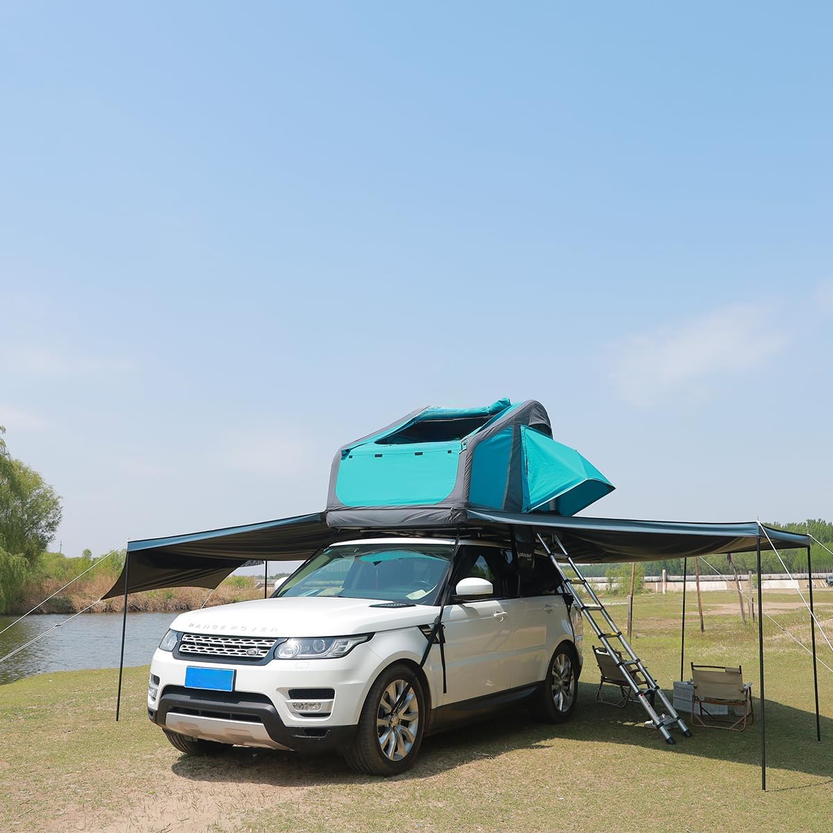 71-y0cF3vL._AC_SL1200_.jpg Roof Top Tent: Portable inflatable family camping tent featuring a skylight, offering sun protection, wind resistance, and waterproofing. - Image 1