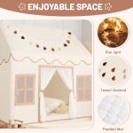 Kids Play Tent Indoor: with Mat, Tassel Garland, Star Lights - Toddler Girl Tent Indoor Playhouse for Toddlers Kids Toys for Boy Girl Birthday Gift - Image 2