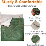 40°F Cool Weather Two-Person Sleeping Bag, 87 Inches x 59 Inches, Olive Green - Image 2