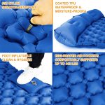 Double Sleeping Pad, Ultralight 4" Extra-Thick Self Inflating Sleeping Mat for 2 Person with Pillow Built-in Foot Pump Portable Camping Mat for Backpacking, Hiking (Blue) - Image 2